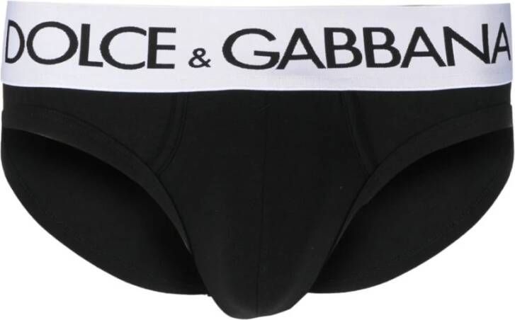 Dolce & Gabbana Zwarte Uomo Stretch Katoenen Onderbroeken Black Heren