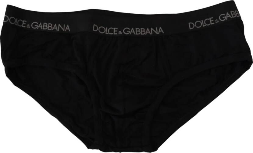 Dolce & Gabbana Zwarte Modal Stretch Midi Slip Ondergoed Black Heren