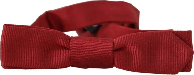 Dolce & Gabbana Rode Zijden Slanke Verstelbare Hals Papillon Strik Red Heren