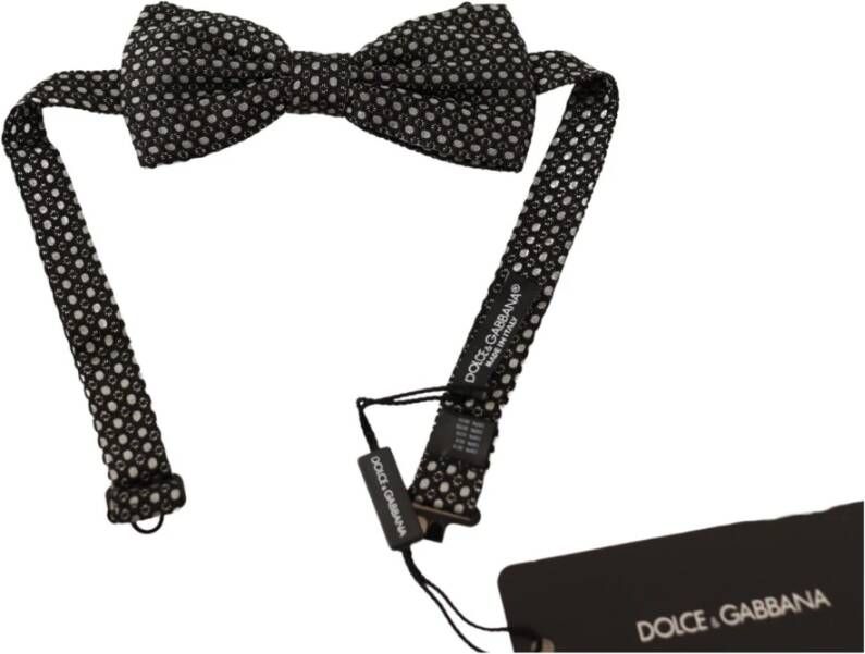 Dolce & Gabbana Zwarte Gestreepte Zijden Vlinderstrik Black Heren
