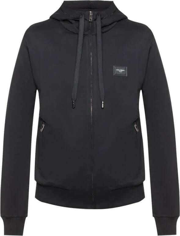 Dolce & Gabbana Zwarte Jersey Zip-up Hoodie Black Heren