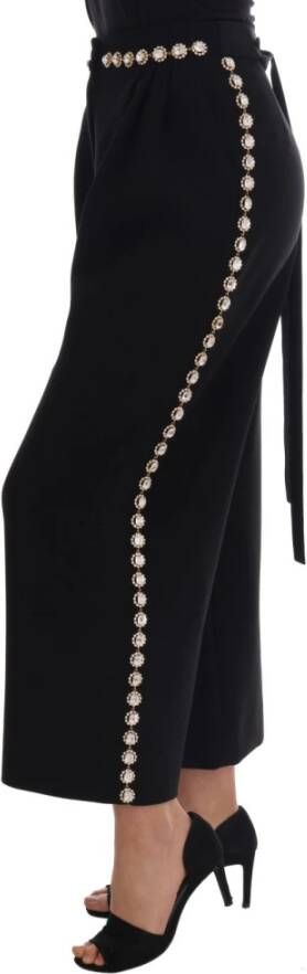 Dolce & Gabbana Luxe Kristallen Wollen Broek Black Dames