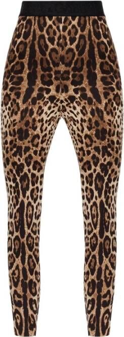 Dolce & Gabbana Beige Leggings van Zijdeblend Brown Dames