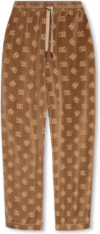 Dolce & Gabbana DG Logo-Print Jacquard Track Pants Brown Dames