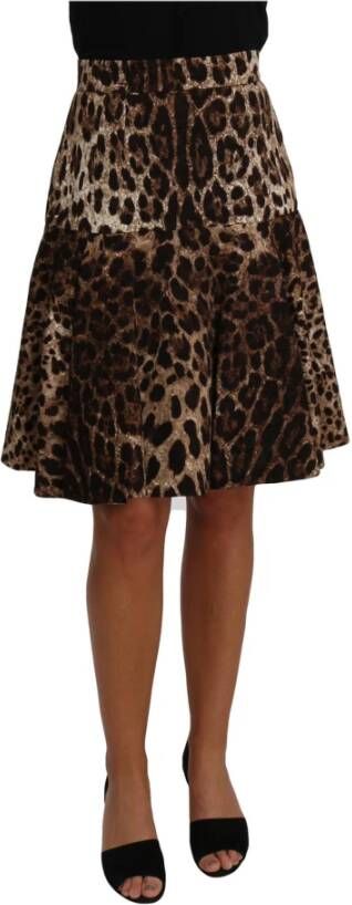 Dolce & Gabbana Brown A-Line Leopard Print Skirt Bruin Dames
