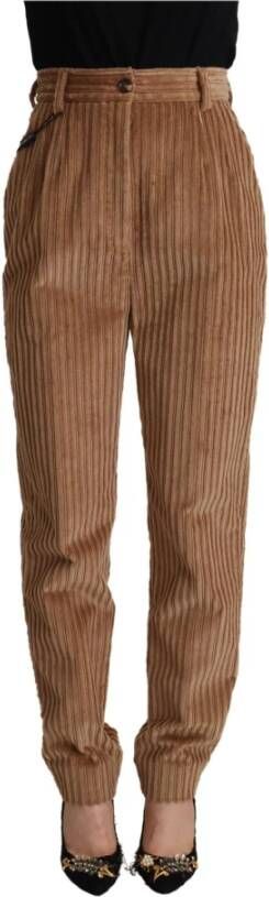 Dolce & Gabbana Brown Corduroy Cotton Trouser Tapered Pants Bruin Dames