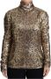 Dolce & Gabbana Turtleneck Sweater met Pailletten en Volledige Ritssluiting Brown Dames - Thumbnail 1