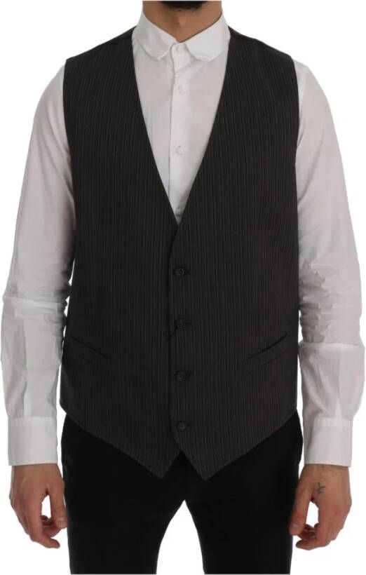Dolce & Gabbana Brown Staff Cotton Rayon Vest Bruin Heren