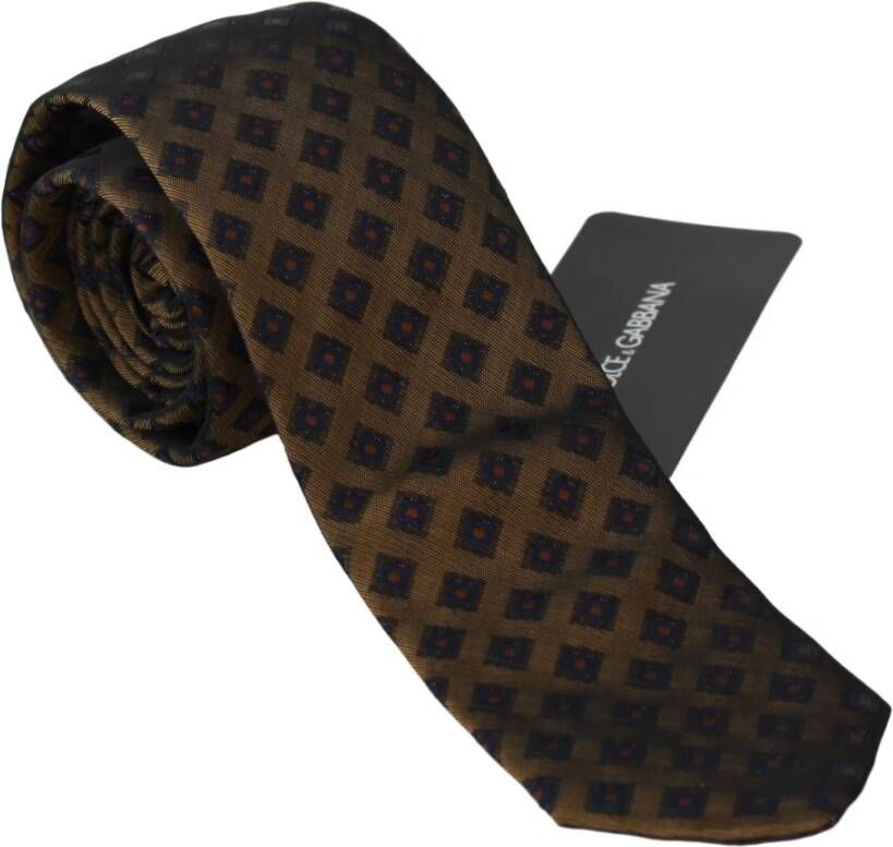 Dolce & Gabbana Bruin Gestreepte Klassieke Heren Smalle Stropdas Bruin Heren