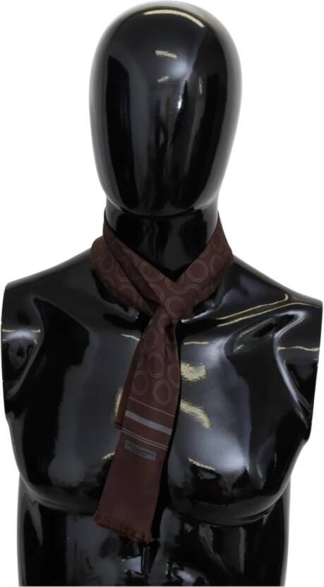 Dolce & Gabbana Bruine cirkels nekomslag rand zijden sjaal Bruin Dames