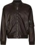Dolce & Gabbana Bruine Leren Gewatteerde Jas met Ritssluiting Brown Heren - Thumbnail 1