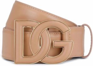 Dolce & Gabbana Calfskin Belt With DG Logo Beige Dames