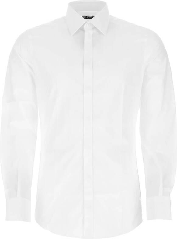 Dolce & Gabbana Stijlvolle Witte Stretch Poplin Overhemd White Heren