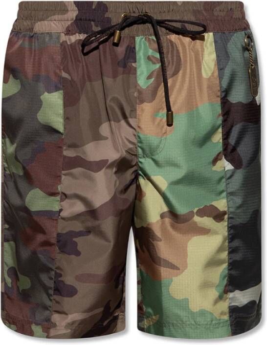 Dolce & Gabbana Camouflage Patchwork Zwemshorts met Elastische Taille Multicolor Heren