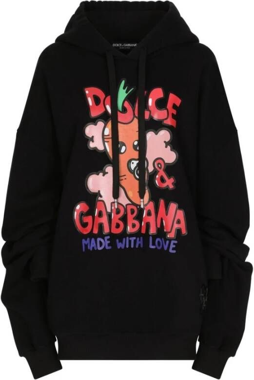 Dolce & Gabbana Dolce gabbana printed sweatshirt with double cuffs Black Dames