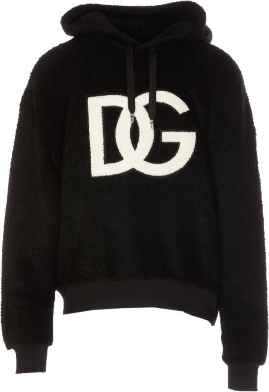 Dolce & Gabbana Zwart Bouclé Oversize Sweatshirt Black Heren