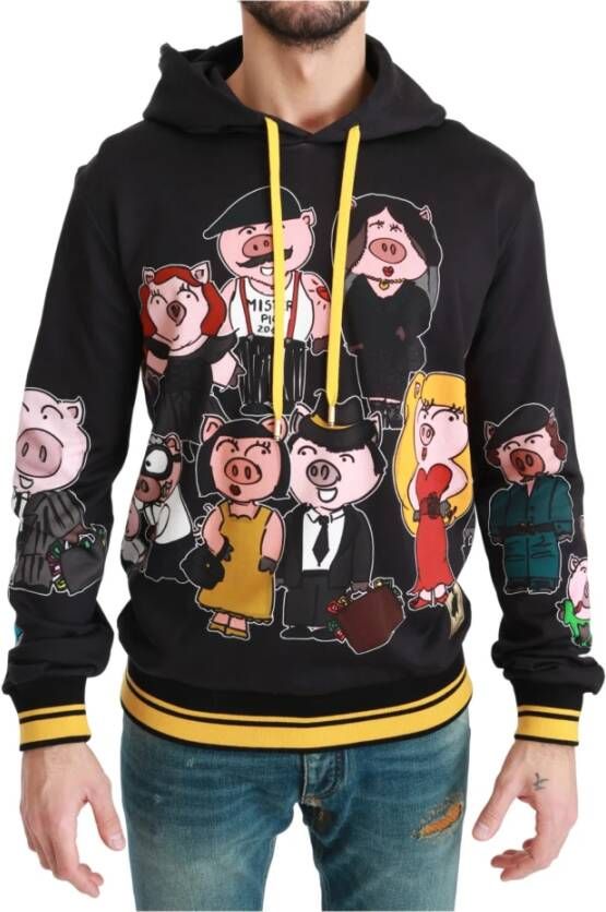 Dolce & Gabbana Black Pig of the Year Hooded Sweater Zwart Heren