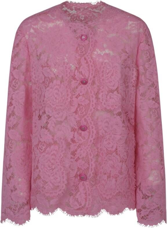 Dolce & Gabbana Kanten jasje voor zelfverzekerde vrouwen Pink Dames
