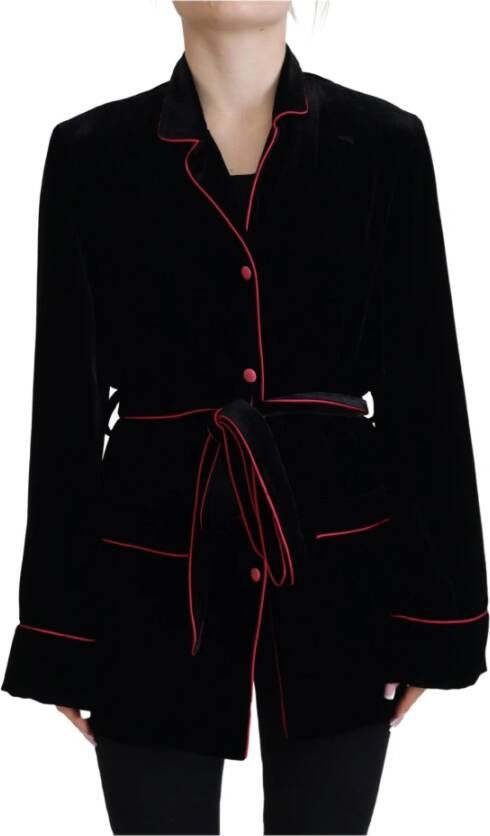 Dolce & Gabbana Zwarte knoopriem blazer viscose jasje Black Dames