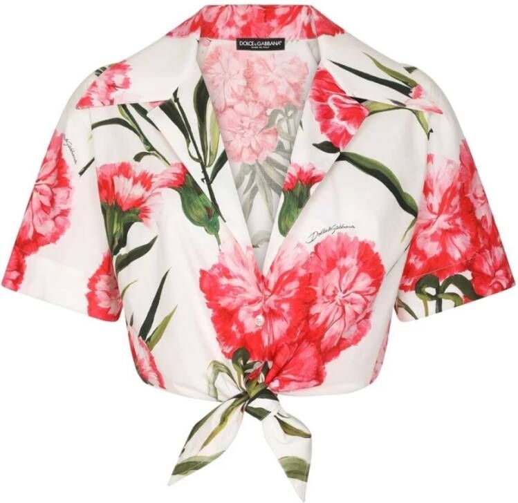 Dolce & Gabbana Carnation-print poplin blouse Wit Dames
