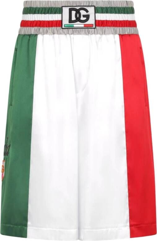 Dolce & Gabbana Satin Shorts met Trekkoord Taille Multicolor Heren