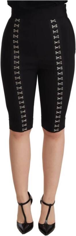 Dolce & Gabbana Wol stretch slank fit hoge taille shorts Zwart Dames