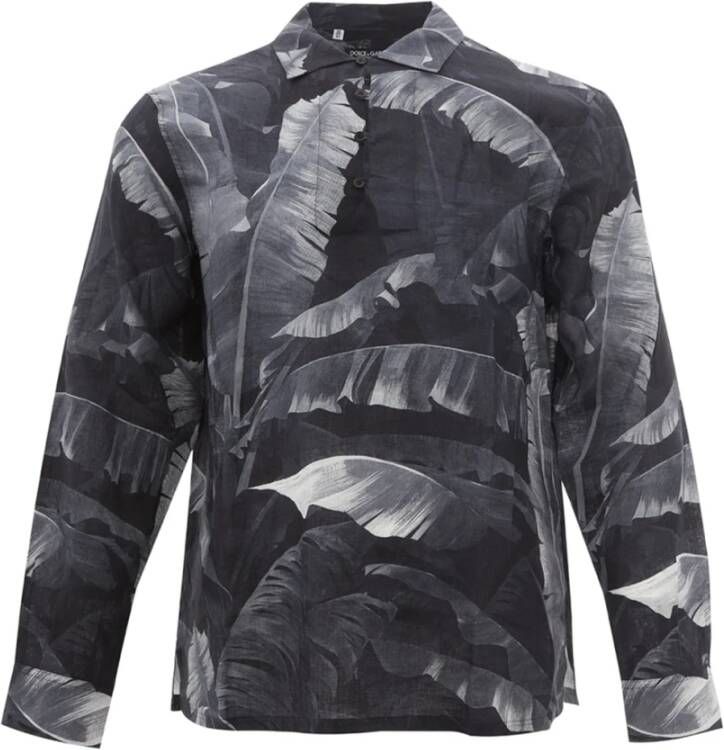 Dolce & Gabbana Bedrukt Linnen Bloemenshirt Multicolor Heren
