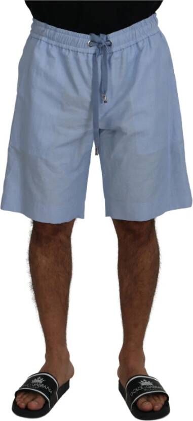 Dolce & Gabbana Lichtblauwe Bermuda Shorts met middelhoge taille Blue Heren