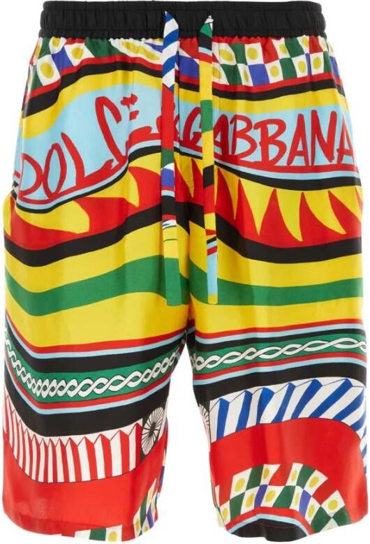 Dolce & Gabbana Bedrukte satijnen bermuda shorts Herenmode Multicolor Heren