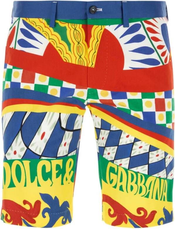 Dolce & Gabbana Bedrukte stretchkatoenen bermuda shorts Multicolor Heren