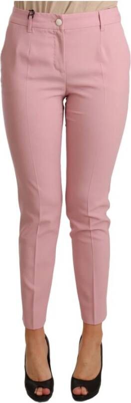 Dolce & Gabbana Roze Wol Stretch Hoge Taille Broek Pink Dames