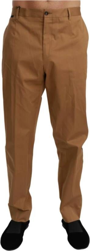 Dolce & Gabbana Brown Chinos Trousers Cotton Stretch Pants Brown Heren