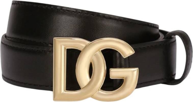 Dolce & Gabbana Stijlvolle Leren Logo-Gesp Riem Black Unisex