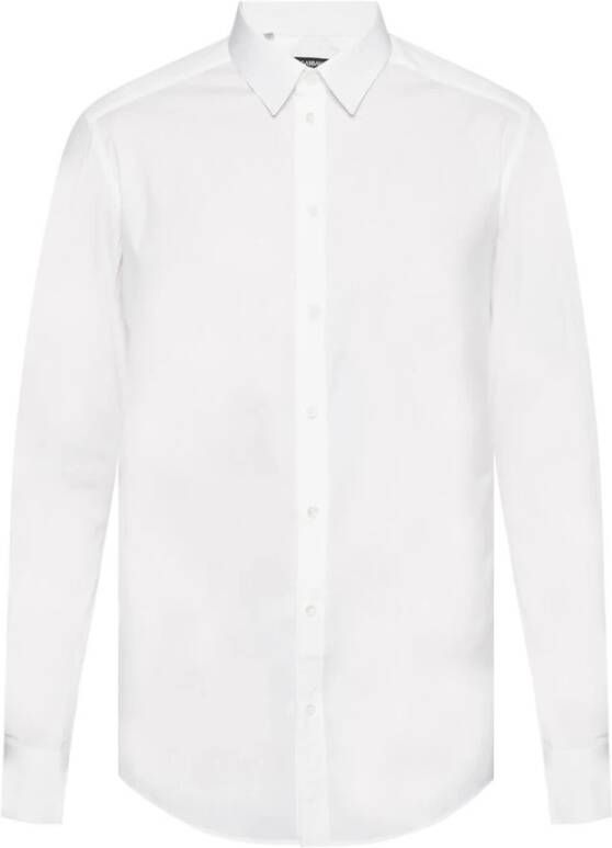 Dolce & Gabbana White Gold Cotton Slim Fit Dress Formal Shirt Wit Heren