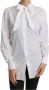 Dolce & Gabbana Cotton White Scarf Neck Shirt Blouse Top Wit Dames - Thumbnail 1