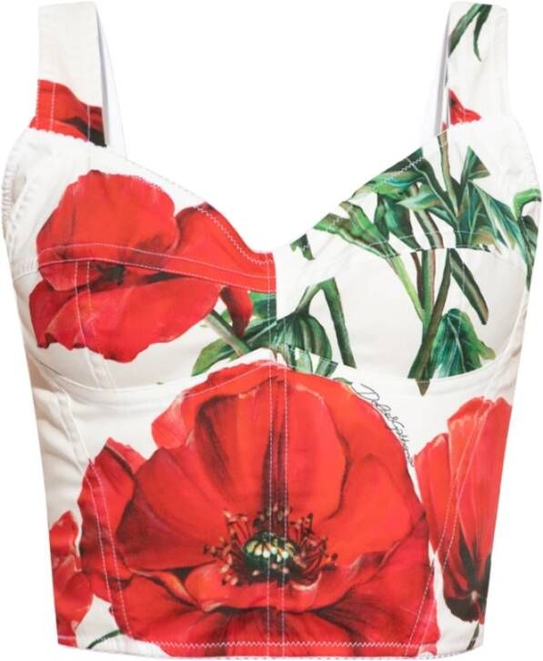 Dolce & Gabbana Cropped top with floral motif Rood Dames