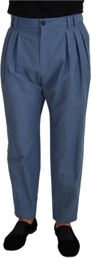 Dolce & Gabbana Blauwe Linnen Chino Heren Formele Broek Blue Heren