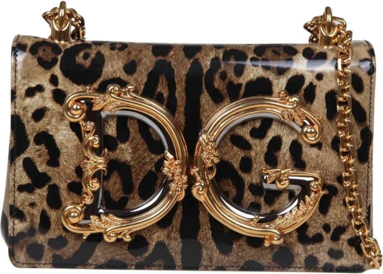Dolce & Gabbana Leopard Print Cross Body Tas Brown Dames