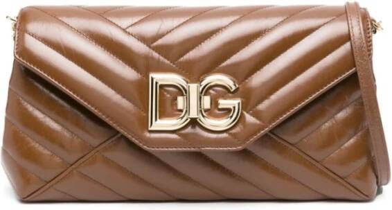 Dolce & Gabbana Camelbruine Gewatteerde Crossbody Tas Brown Dames