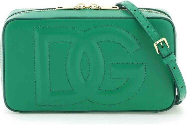 Dolce & Gabbana Leather shoulder bag with logo Green Dames