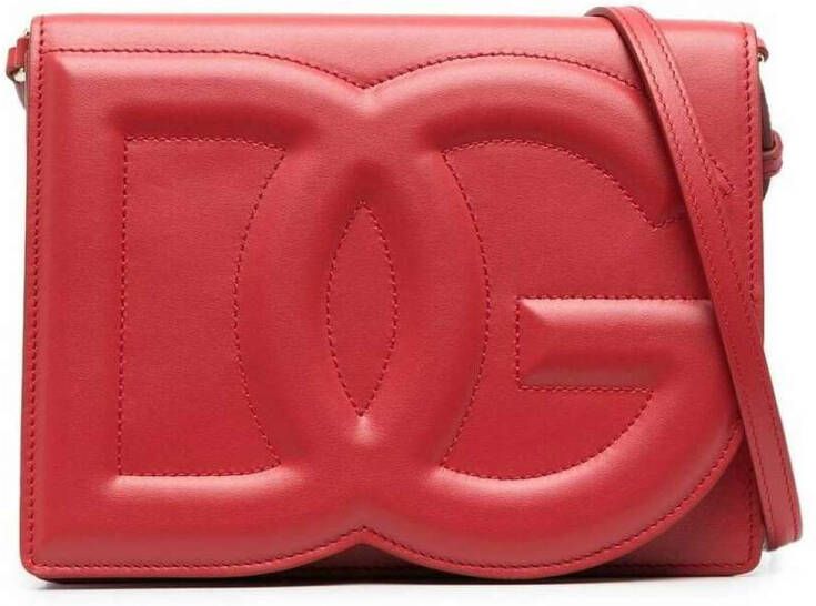Dolce & Gabbana Rode Leren DG Logo Schoudertas Red Dames