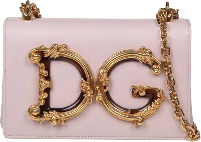 Dolce & Gabbana Nappa Cross Body Tas in Poederkleur Pink Dames