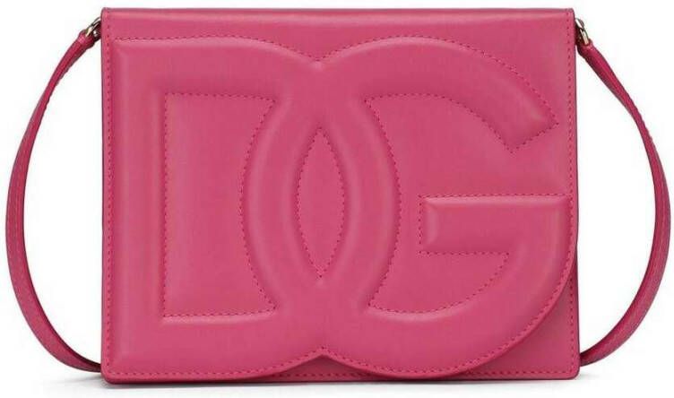 Dolce & Gabbana Leren Schoudertas met Flap Top Sluiting Pink Dames
