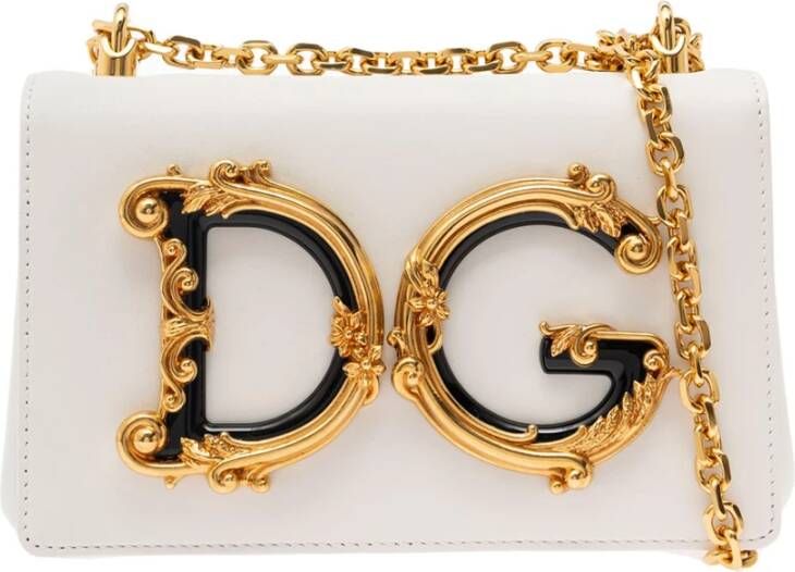 Dolce & Gabbana DG Girl Barocco Cross Body Tas White Dames