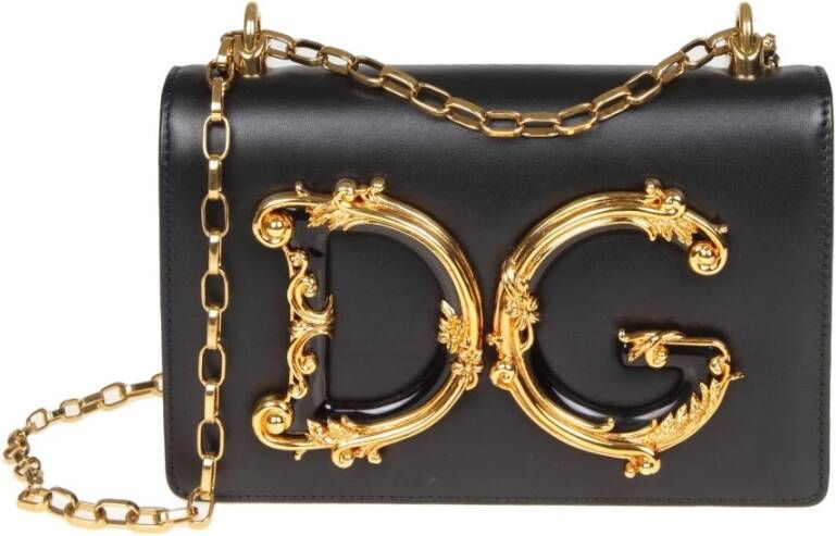 Dolce & Gabbana Schoudertas van Nappa Leer in Barokstijl Black Dames