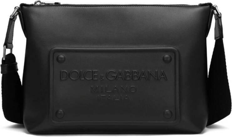 Dolce & Gabbana Logo Crossbody Leren Tas Zwart Black Heren
