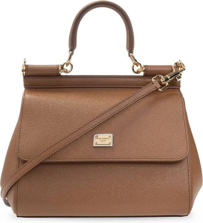 Dolce&Gabbana Satchels Sicily Mini Bag Calf Leather in bruin
