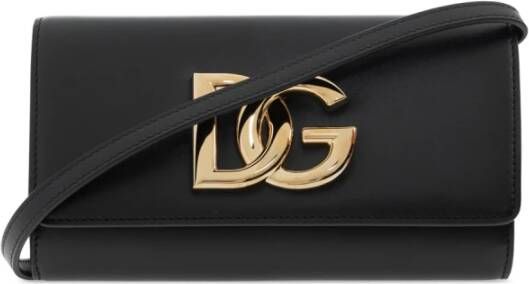 Dolce&Gabbana Clutches DG Logo Clutch Leather in zwart