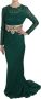 Dolce & Gabbana Pre-owned Crystal Gold Belt Lace Sheath Gown Dress Green Dames - Thumbnail 1