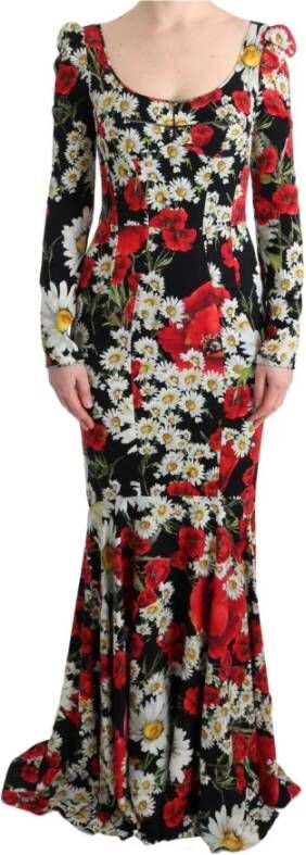 Dolce & Gabbana Multicolor Silk Floral Silk Stretch Dress Meerkleurig Dames